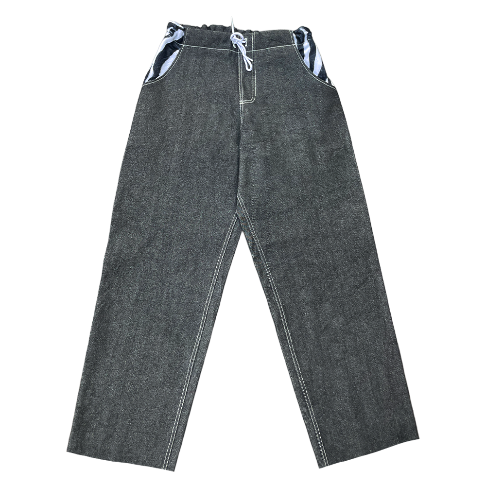 Pantalon baggy jean noir Jean’s Tonik – coupe large fait main